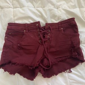 Billabong burgundy denim shorts